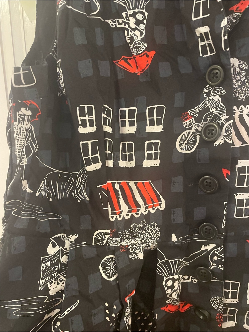 ModCloth Parisian Print Women's Dress - Red & White Accents - Picture 5 of 6